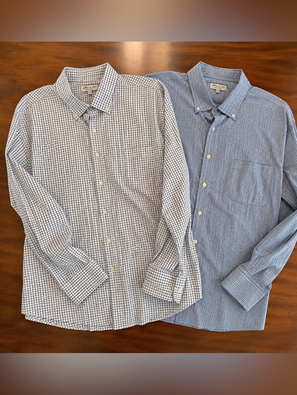 Lot 2 Peter Millar Summer Comfort Button Down Shirts Men’s XXL Blue Check